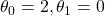 \theta_{0}= 2, \theta_{1}= 0